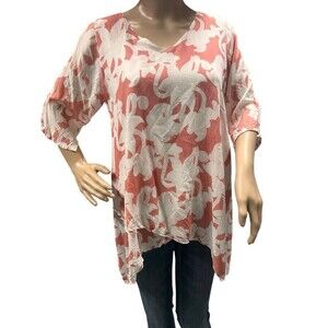 Lost River 100% Rayon Shark Hem Tunic Blouse Shirt Womens Size Small
